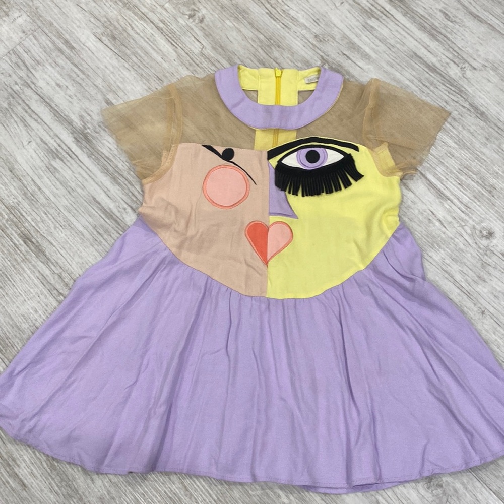 Raspberryplum multi color dress with sheer sleeves and back. Size 3-4